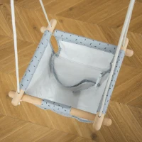 Outsunny Kinderschaukel mit Sicherheitsgurt Kissen faltbare Babyschaukel Kleinkindschaukel Babysitz Baumwolle Pappelholz Grau 40 x 40B x 180H cm(m-8)