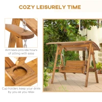 Outsunny 2 Seater Swing Chair, Garden Swing Bench with Adjustable Canopy, and Pine Wood Frame for Patio, Yard(m-5)