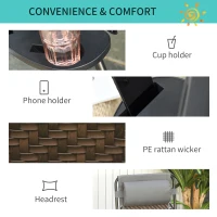 Outsunny Outdoor Zero Gravity Folding Lounge Chair with Headrest, Cup and Phone Holder for Garden, Balcony, Deck, Brown(m-4)