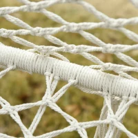 Outsunny Hanging Hammock Chair Cotton Rope Porch Swing with Metal Frame and Cushion, Large Macrame Seat for Patio, Garden, Bedroom, Living Room, Cream White(m-14)