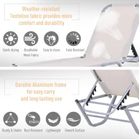 Outsunny Outdoor Lounger Patio Adjustable 120°-180° Reclining Texteline Chair Beige(m-6)