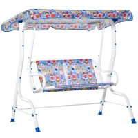 OUTSUNNY 2-Seat Kids Canopy Swing Chair Toddler Outdoor Glider Hammock Lounge with Shade Awning Seat Belt for Porch Backyard Pirate Pattern 43.25" x 27.5" x 43.25"(m-1)