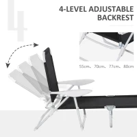 Outsunny Reclining Lounge Chair with 4-Level Adjustable Backrest Folding Sun Beach Lounger for Patio Garden Black(m-7)