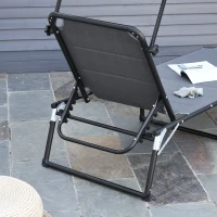 Outsunny Foldable Reclining Sun Lounger with Canopy Lounge Chair Camping Folding Bed Cot 5-Position Adjustable Back for Patio Garden Beach Pool Grey(m-10)
