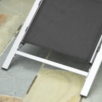 Outsunny 3 Pieces Sun Lounger Chair Set - Metal Frame Garden Outdoor Sunbathing Chair with Side Table and Armrest, Black(m-10)