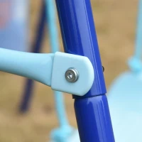 Outsunny Metal Swing Set with Durable Rope Heavy Duty A-Frame Stand Backyard Outdoor Playset for Kids Fun 3-6 Years Old Blue(m-8)