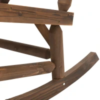 Outsunny 2-Seat Rocking Bench Wood Frame Rough-Cut Log Loveseat Slatted Dark Stain Brown(m-9)