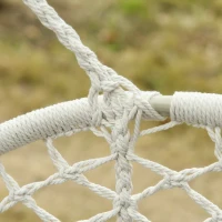 Outsunny Hanging Hammock Chair Cotton Rope Porch Swing with Metal Frame and Cushion, Large Macrame Seat for Patio, Garden, Bedroom, Living Room, Cream White(m-8)