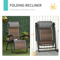 Outsunny Outdoor Zero Gravity Folding Lounge Chair with Headrest, Cup and Phone Holder for Garden, Balcony, Deck, Brown(m-7)