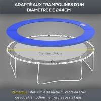 HOMCOM Coussin de protection pour trampoline de remplacement Ø 244 cm résistant aux rayons UV, anti déchirure bleu(m-5)