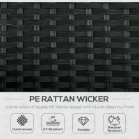 Outsunny 2 Person Rattan Wicker Adjustable Chaise Lounge Chair with Cushions Black/Cream White(m-4)