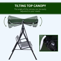 Outsunny 3-person Outdoor Porch Swing Lounge Chair Bench w/ Adjustable Canopy(m-5)