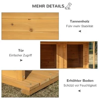 PawHut Hundehütte aus Massivholz isoliertes Hundehaus mit 2 Räume Asphaltdach Outdoor Hütte mit Terrasse Gelb+Grün 127 x 110 x 109 cm(m-6)