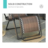 Outsunny Outdoor Zero Gravity Folding Lounge Chair with Headrest, Cup and Phone Holder for Garden, Balcony, Deck, Brown(m-5)