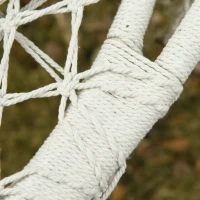 Outsunny Hanging Hammock Chair Cotton Rope Porch Swing with Metal Frame and Cushion, Large Macrame Seat for Patio, Garden, Bedroom, Living Room, Cream White(m-12)