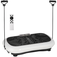 HOMCOM płyta wibracyjna sprzęt fitness z 2 opaskami fitness 99 poziomów biały+czarny
