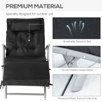 Outsunny Textilene Sun Lounger Recliner Chair Patio Foldable Garden 7 Levels Adjustable with Seat Cushion and Pillow(m-10)