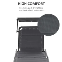 Outsunny Foldable Reclining Sun Lounger with Canopy Lounge Chair Camping Folding Bed Cot 5-Position Adjustable Back for Patio Garden Beach Pool Grey(m-8)