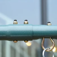 Outsunny Metal Swing Set, 2 Seater with Adjustable Rope Heavy Duty A-Frame Stand Backyard Outdoor Playset for Kids Fun 3-8 Years Old, Green and Red(m-12)