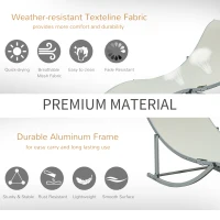 Outsunny Set of 2 S-shaped Foldable Lounge Chair Sun Lounger Reclining Outdoor Chair for Patio Beach Garden, Beige(m-4)