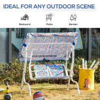 OUTSUNNY 2-Seat Kids Canopy Swing Chair Toddler Outdoor Glider Hammock Lounge with Shade Awning Seat Belt for Porch Backyard Pirate Pattern 43.25" x 27.5" x 43.25"(m-6)