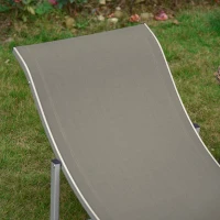 Outsunny Set of 2 S-shaped Foldable Lounge Chair Sun Lounger Reclining Outdoor Chair for Patio Beach Garden, Light Grey(m-8)