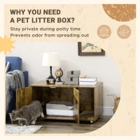PawHut Cat Litter Box Enclosure, Hidden Cat Washroom, Decorative End Table with Double Doors, Scratching Pad for Living Room, Bedroom, Hallway, Rustic Brown(m-5)