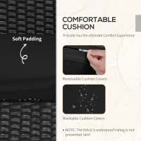 Outsunny 3 Pieces Rattan Patio Sets Bistro Table Set Conversation Set All Weather w/ Cushion(m-5)