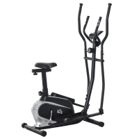 HOMCOM Bicicleta elíptica de fitness com Resistência Magnética Ajustável Tela LCD Sela Ajustável Monitor de Frequência Cardíaca e Volante 3 kg 103x62x151 cm Preto(m-1)