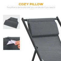 Outsunny Textilene Chaise Lounge Recliner Chair w/Adjustable Backrest Sun Bed Lounger Patio Furniture Deep Grey(m-7)