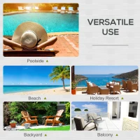 Outsunny 2 Person Rattan Wicker Adjustable Chaise Lounge Chair with Cushions Black/Cream White(m-7)