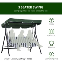 Outsunny 3-person Outdoor Porch Swing Lounge Chair Bench w/ Adjustable Canopy(m-8)