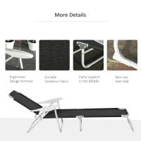 Outsunny Reclining Lounge Chair with 4-Level Adjustable Backrest Folding Sun Beach Lounger for Patio Garden Black(m-5)