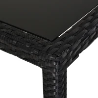 Outsunny Set Mobila de Gradina Rattan 5 Buc Masa 2 Scaune 2 Taburet cu Perne Combinate Rectangulare, Negru(m-8)
