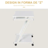 Homcom Masa Birou Alba – Cu Tastatura Glisanta & Roti(m-4)