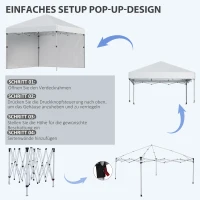 Outsunny Pawilon składany, dwie boczne ściany, torba transportowa, rama stalowa, jasnoszary, 3 x 3 x 2,7 m(m-6)