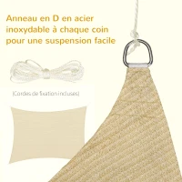 Outsunny Voile d'ombrage rectangulaire grande taille 4 x 3 m polyéthylène haute densité HDPE résistant aux UV beige(m-5)
