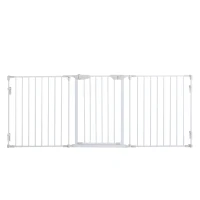 PawHut Pet Safety Gate, 3 Panels Playpen Fireplace, Metal Fence, Stair Barrier, Room Divider w/ Walk-Through Door - White(m-14)