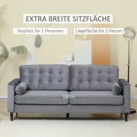 HOMCOM Sofa trzyosobowe z wykończeniem w stylu aksamitnym, maksymalne obciążenie 300 KG, kolor szary(m-4)