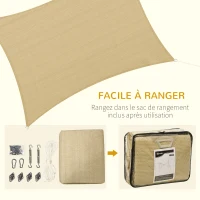 Outsunny Voile d'ombrage rectangulaire grande taille 4 x 3 m polyéthylène haute densité HDPE résistant aux UV beige(m-7)