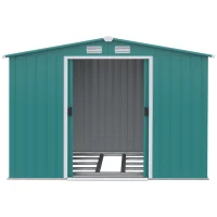 Outsunny Casetta da Giardino Porta Utensili in Lamiera di Acciaio con Porte Scorrevoli, 260x206x179 cm, Verde(m-9)