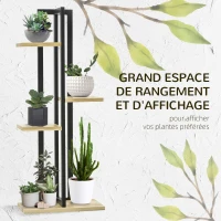Outsunny Étagère à plantes escalier fleurs 4 niveaux de différentes hauteurs style industriel en bois 45 x 25 x 110 cm(m-4)