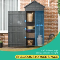 Outsunny Garden Shed 4-Tier Wooden Garden Outdoor Shed 3 Shelves Utility Gardener Cabinet Lockable 2 Doors - Grey(m-4)