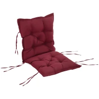 Outsunny Cuscino per Sedie da Giardino con Laccetti e Imbottitura Spessa, 100x50cm, Rosso(m-1)