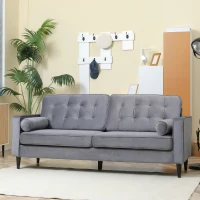 HOMCOM Sofa trzyosobowe z wykończeniem w stylu aksamitnym, maksymalne obciążenie 300 KG, kolor szary(m-10)