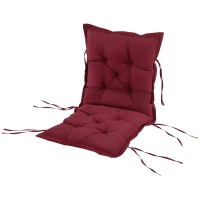Outsunny Cuscino per Sedie da Giardino con Laccetti e Imbottitura Spessa, 100x50cm, Rosso(m-10)