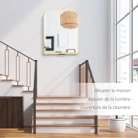 HOMCOM Miroir mural avec étagère en bois de pin pour salon chambre ou dressing 56 x 71,6 x 12 cm(m-4)
