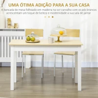 HOMCOM Mesa de Sala de Jantar de Madeira Retangular para 4-6 Pessoas Estilo Moderno 119x70x76 cm Carvalho e Branco(m-4)