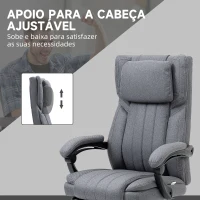 Vinsetto Cadeira de Escritório com 6 Pontos de Massagem com Vibração Reclinável com Altura Ajustável 65x61x101-113 cm Cinza(m-7)