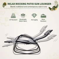 Outsunny Patio Adjustable Textilene Rocking Lounge Chair Zero Gravity Rocker Outdoor Recliner Seat w/ Pillow, Footrest(m-4)